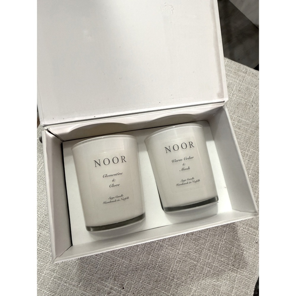 NOOR candle set clementine clove warm cedar musk 75g with‎ box home spa scents
